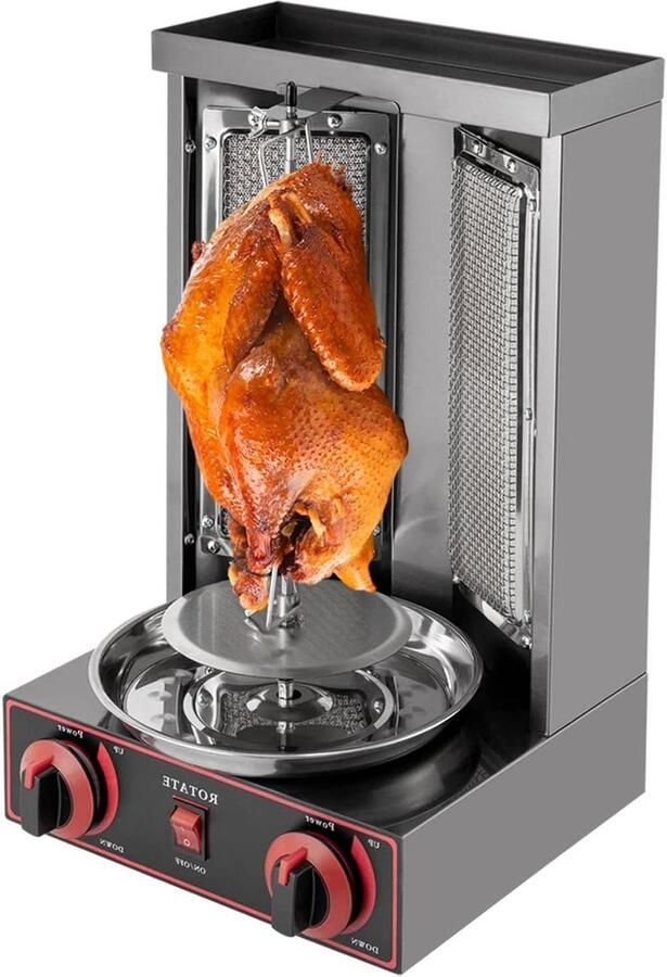 Dönergrill Verticale Grill Kebab Machine Gyros Vlees Grillen Roestvrij Staal Infrarood 300x300x480 mm Zwart