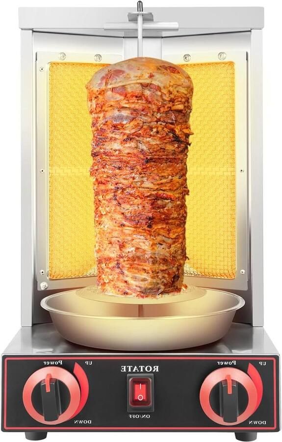 Dönergrill Verticale grill Thuis grillen 360 graden rotatie 8 kg capaciteit Zilver