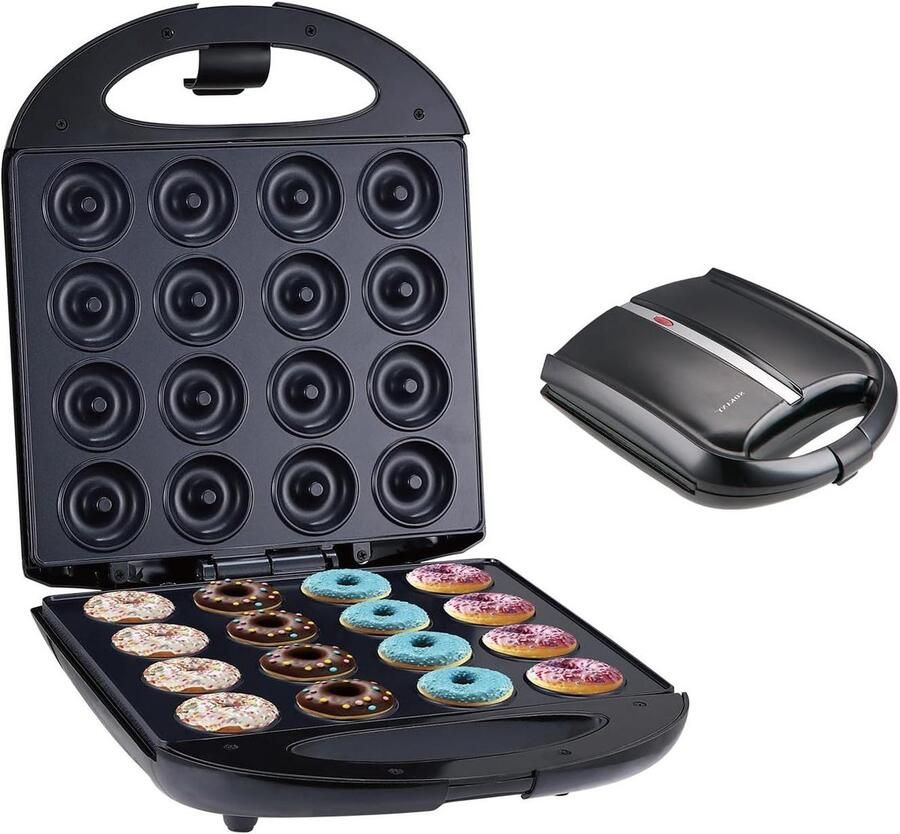 Donut Maker Apparaat Snacks Kindvriendelijk Ontbijt Maakt 16 Donuts 34 cm Zwart