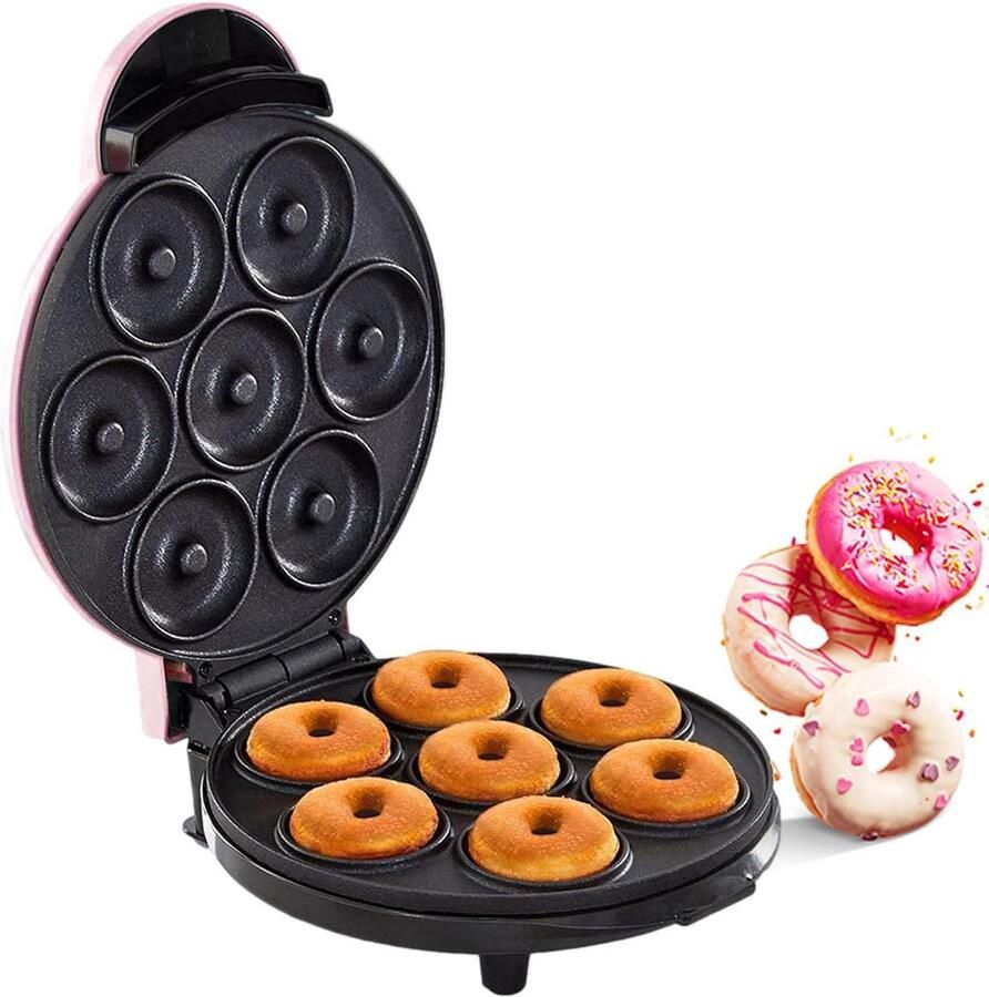 Donut Maker Bakapparaat Thuis Gebak Maken Antiaanbaklaag 21.5 x 26.6 cm Roze