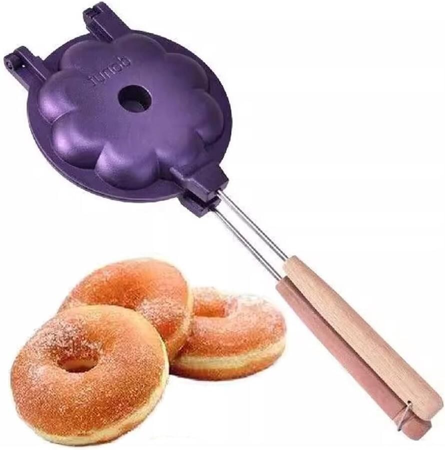 Donut Maker Bakvorm Donuts Open Vuur Bakken Houten Handvatten 36 x 14 cm