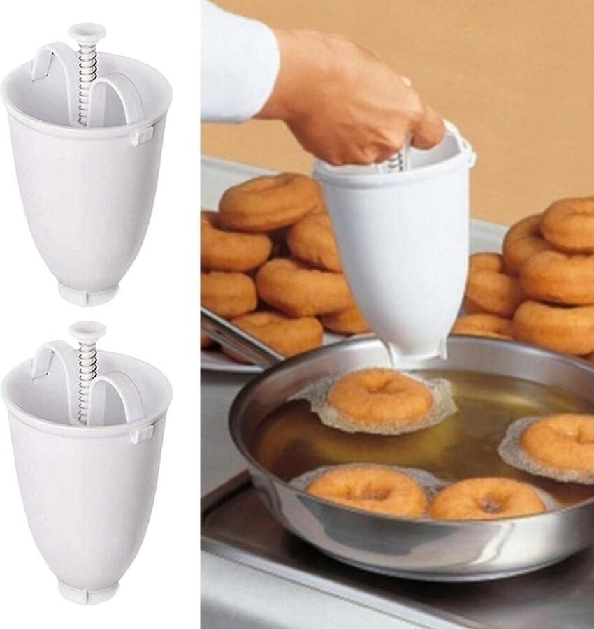 Donut Maker Bakvorm Zelf Gebak Maken Maakt 24 stuks 18 cm Wit