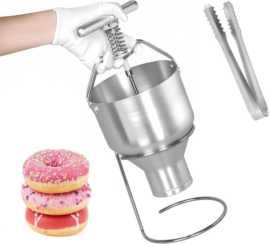 Donut Maker Beslag Dispenser Bakken Thuis Verstelbare Dikte 5L Trechter Zilver