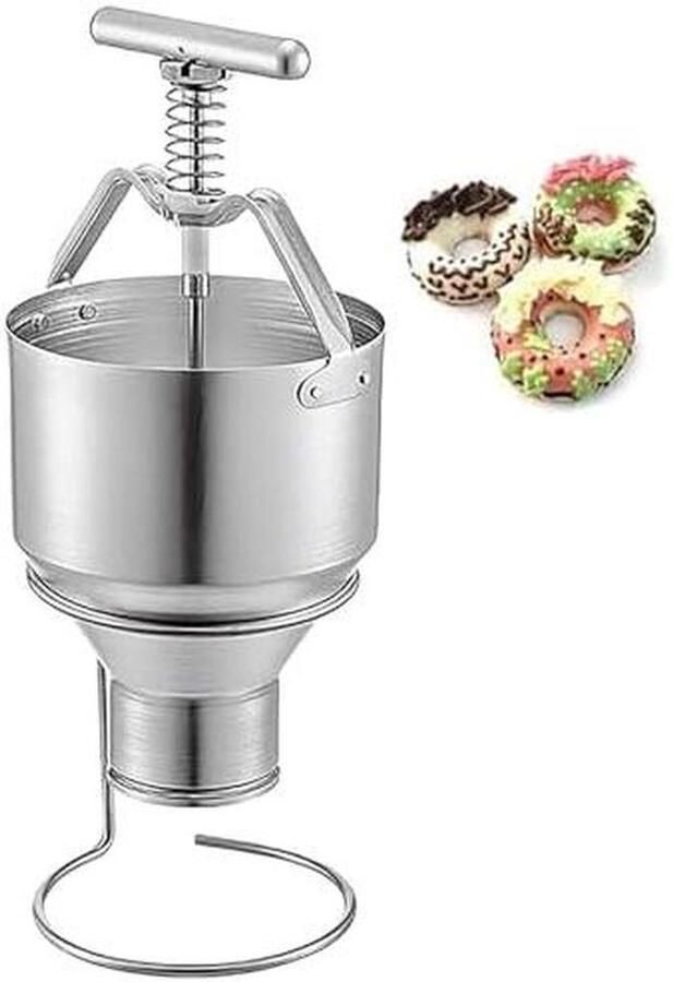 Donut Maker Beslag Dispenser Zelf Bakken 6 Instelbare Diktes 3L Hopper Zilver