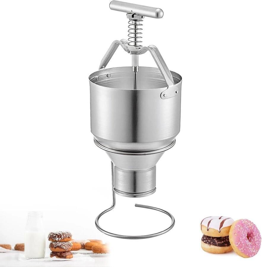 Donut Maker Beslag Dispenser Zelf Gebak Maken 6 Dikte Instellingen 3L Capaciteit Zilver
