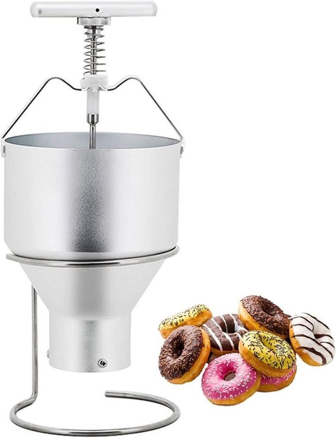 Donut Maker Beslag Dispenser Zelf Gebak Maken 6 Diktes Instelbaar 2.5 Liter Capaciteit Zilver