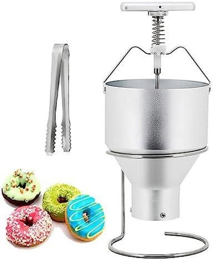 Donut Maker Deeg Verdeler Zelf Gebak Maken 6 Dikte Niveaus 2L Hopper Zilver
