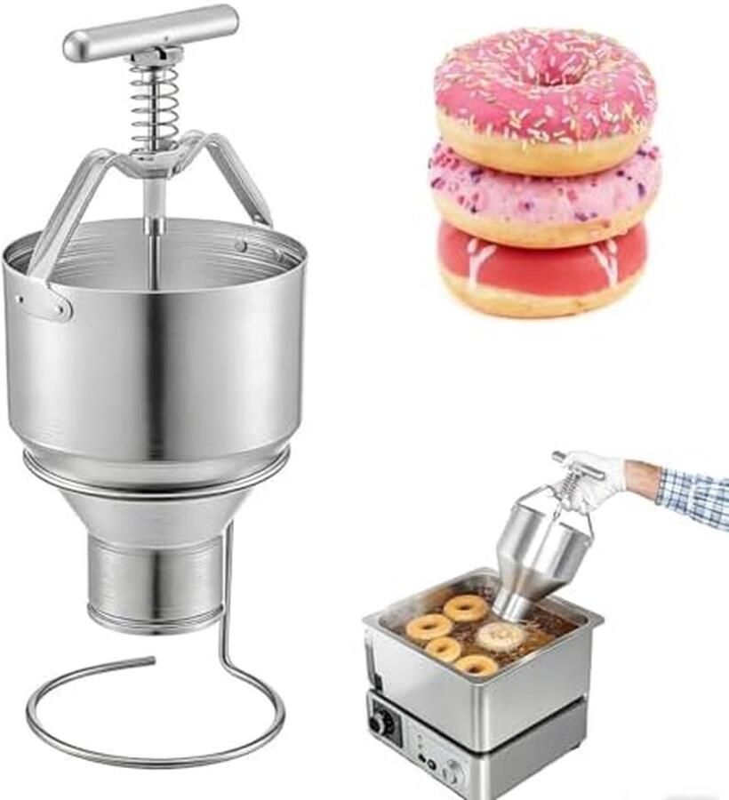 Donut Maker Deegvormer Donut Machine Bakken Thuis Handmatig Bedienbaar 3L Hopper Zilver
