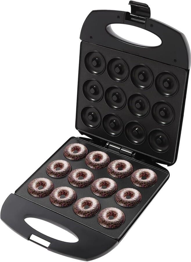 Donut Maker Elektrisch Apparaat Bakken Snelle Snacks Maken Dubbelzijdige Verwarming 12 Donuts Zwart Zilver