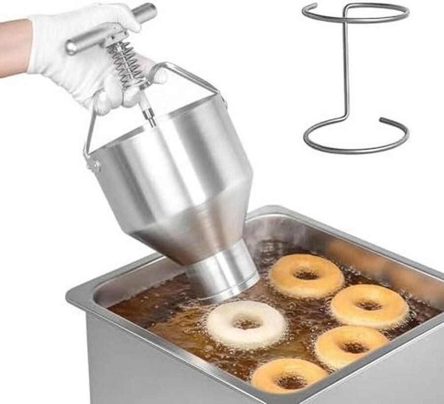 Donut Maker Hopper Deeg Dispenser Huis Bakken Verstelbare Deeggrootte 3L Capaciteit Zilver
