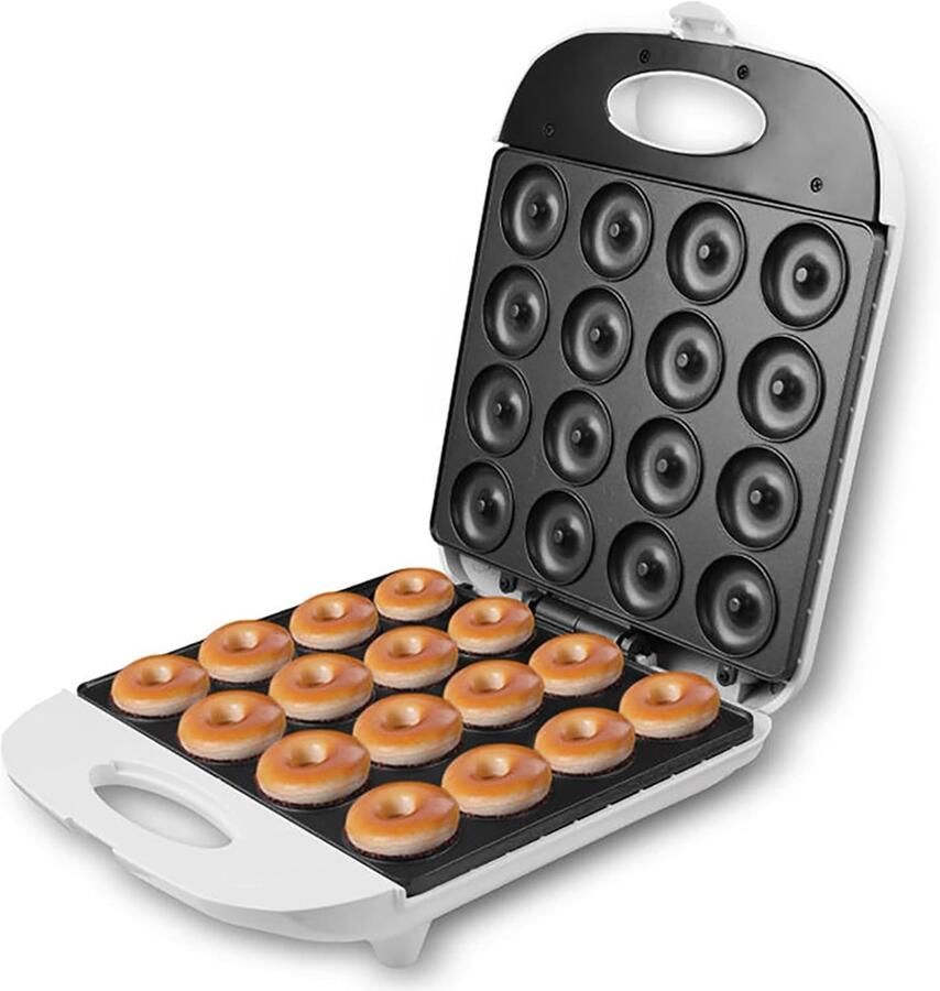 Donut Maker Mini Wafelijzer Ontbijt Maken 12 Donuts Tegelijk 1400W Wit