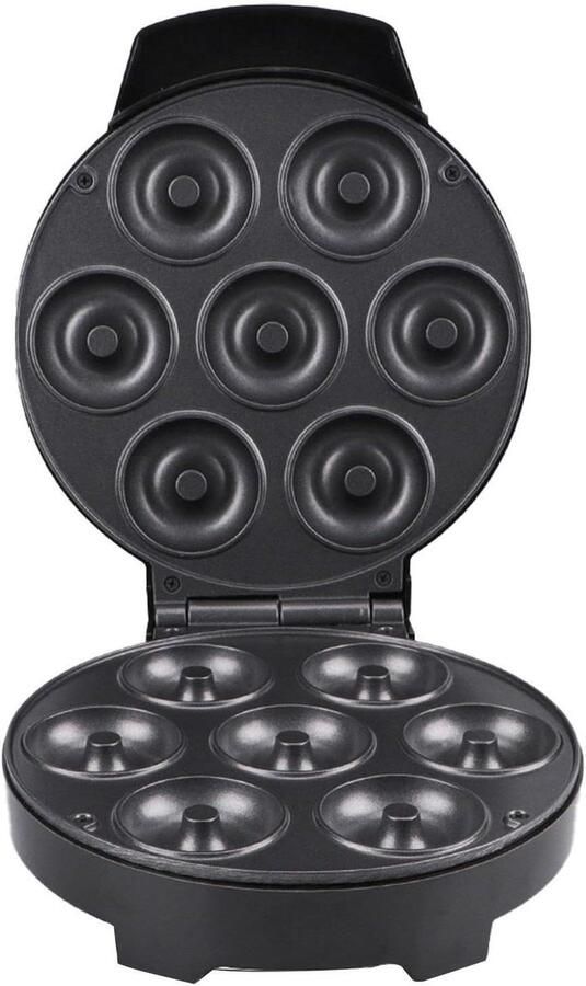 Donut Maker Mini Wafelmachine Zelf Snacks Maken Dubbelzijdige Verwarming 7-gaats Zwart
