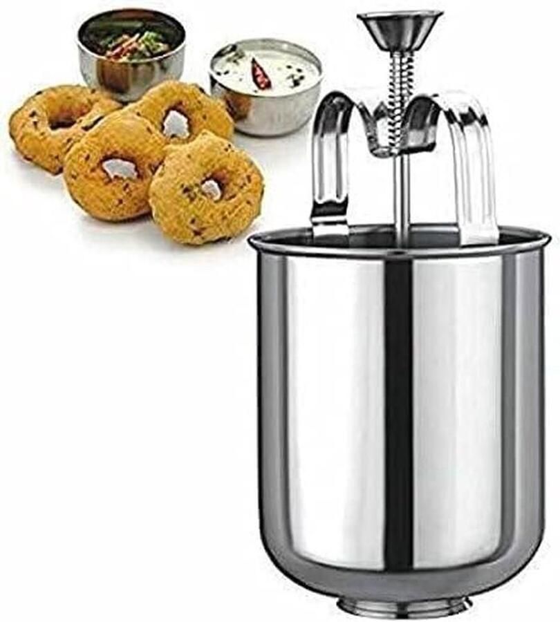 Donut Maker Vada Dispenser Gebak Maken Roestvrij Staal Handmatig Bedienbaar Zilver