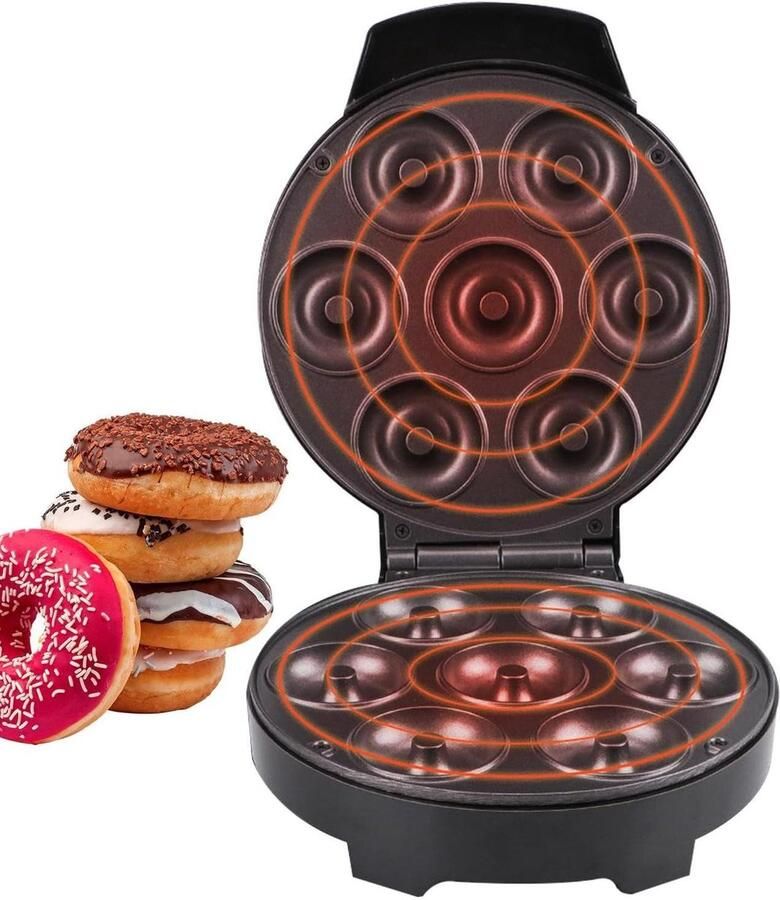 Mini Donut Maker Donut Machine Thuis Bakken Dubbele Verwarmingsplaten 10.6 x 22.7 cm Zwart