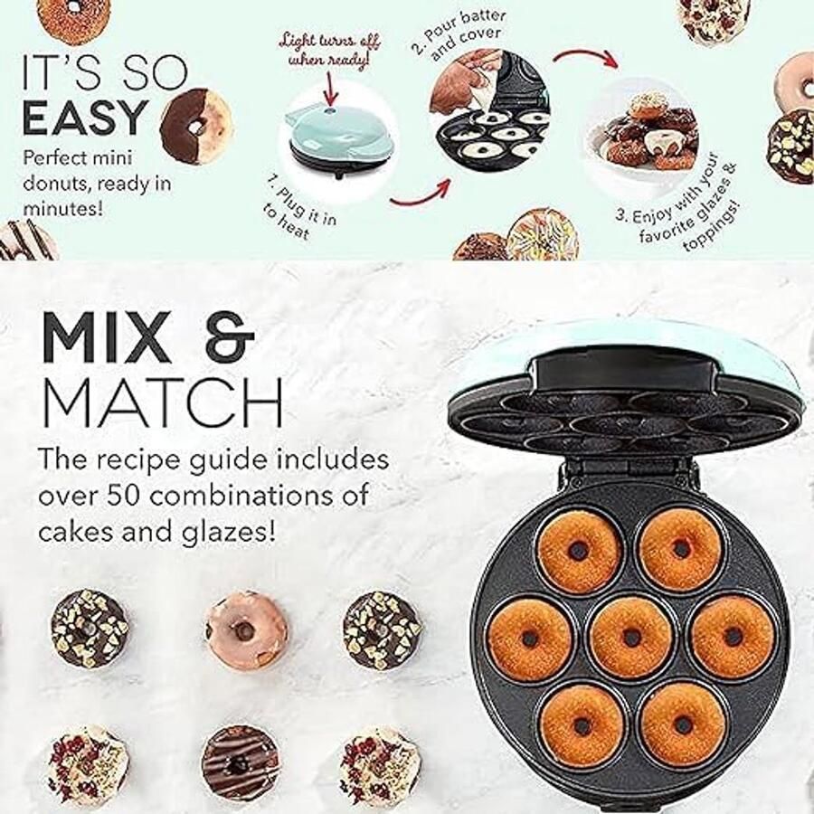 Donutmachine Bakapparaat Zelf Gebakken 7 Gaten 30 cm Groen - Foto 2