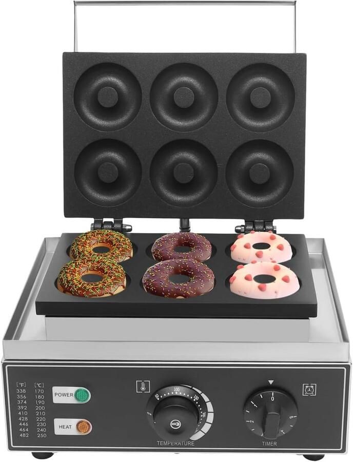 Donutmaker Elektrisch Apparaat voor Gebak Snel Donuts Bakken Dubbelzijdig Verwarmd 6 Gaten