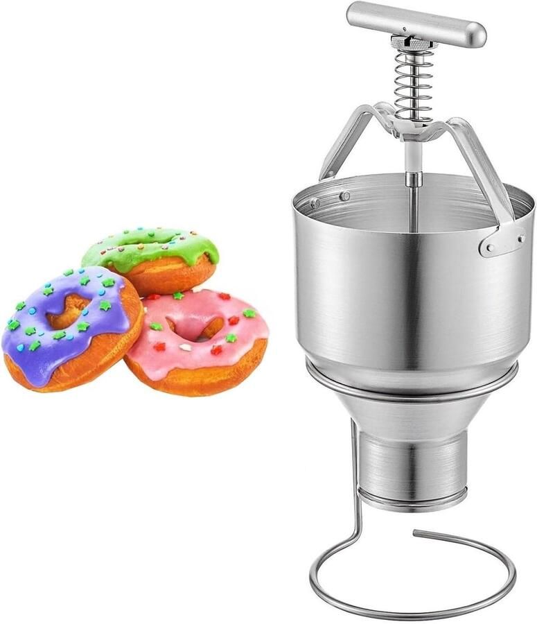 Donutmaker Handmatig Beslag Dispenser Zelf Gebak Maken Verstelbare Dikte 3L Capaciteit Zilver