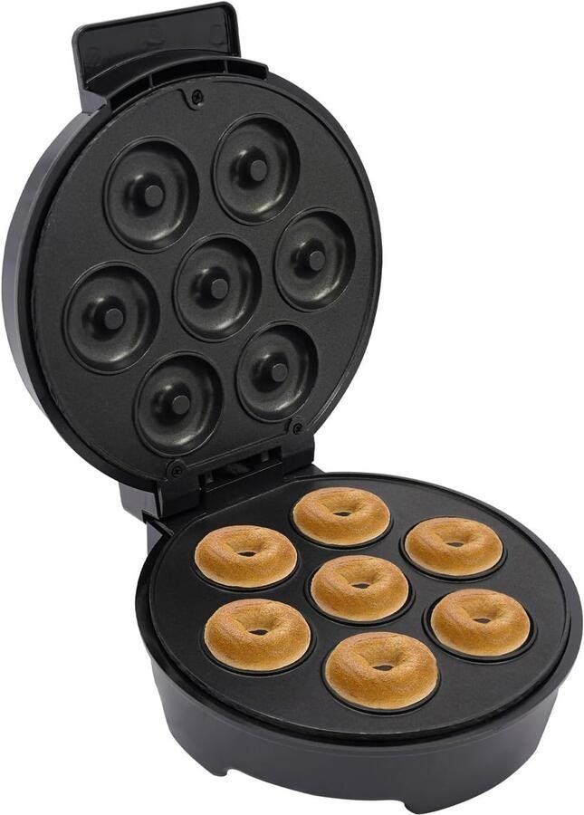 Donutmaker Mini donut apparaat Snel donuts bakken Automatische temperatuurregeling 7 mini donuts Zwart zilver