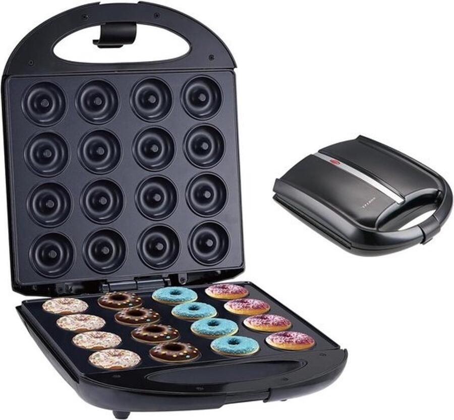 Donutmaker Snackapparaat Kindvriendelijk ontbijt Maakt 16 donuts 34 cm Zwart