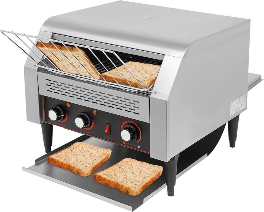 Doorloopbroodrooster Professionele broodrooster Snel toasten 3 sneden tegelijk 2600 Watt Zwart