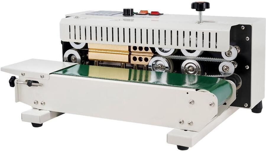Doorlopende zakbandsluitmachine Horizontale bandsealer en Verpakken Digitale temperatuurregeling 6-12 mm afdichtingsbreedte Zwart