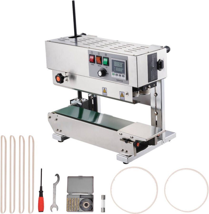 Doorlopende Zakverzegelmachine 0 6-1 2 cm Verzegelingsbreedte Verticale Digitale Temperatuurregeling RVS Verzegelaar voor Plastic Zakken 0 02-0 8 mm