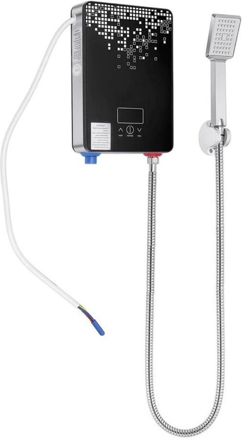 Doorstroomboiler Douche Elektrische Boiler Mini Warm water direct beschikbaar Geheugen Laatste Gebruik 6500 Watt Zwart