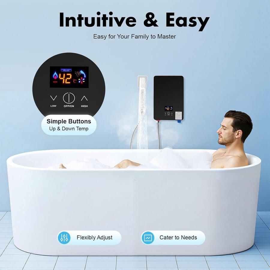 Doorstroomboiler Elektrisch Mini Boiler Instant Direct Warm Water Zonder Voorverwarmen 6500W Zwart
