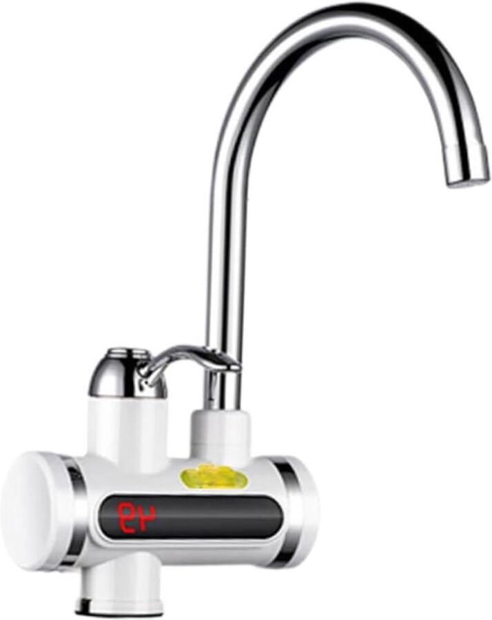 Doorstroomboiler Kraan Instant Waterkoker Direct Warm Water LED Temperatuur Display 360 Graden Draaibaar Wit
