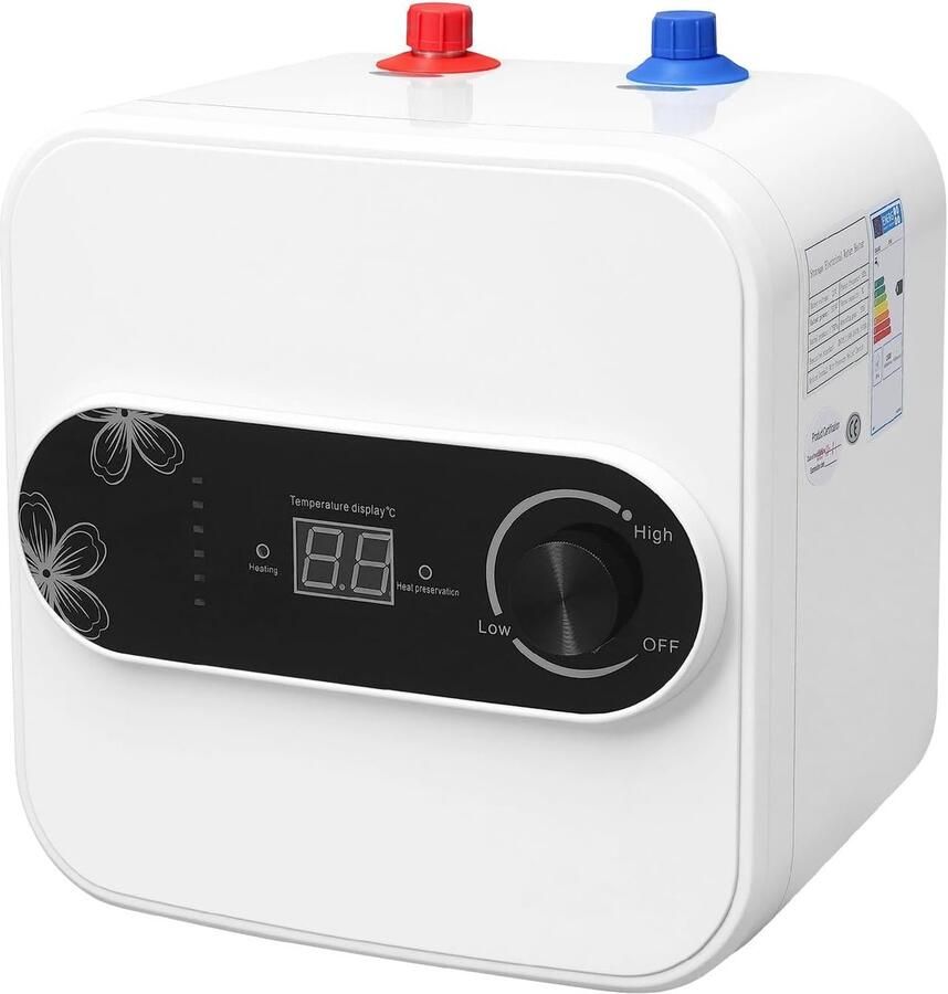 Elektrische Boiler Onderbouwboiler Doorstroomboiler Direct Warm Water Digitale Temperatuurregelaar 8 liter Wit