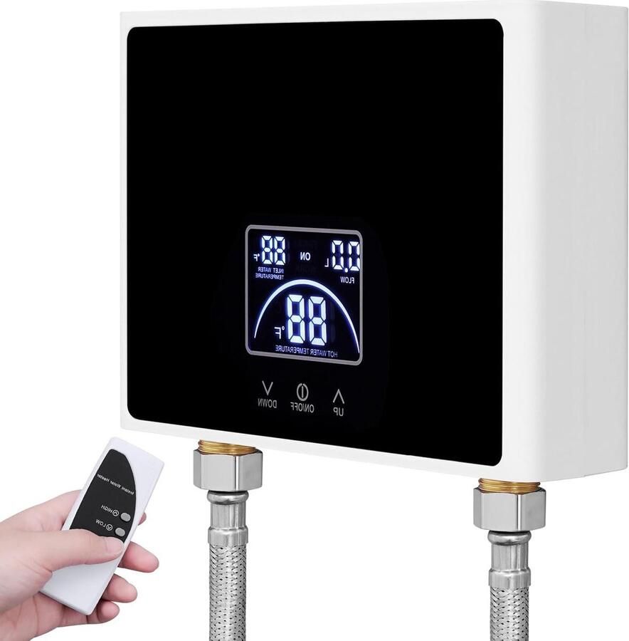 Doorstroomverwarmer Elektrisch Mini Waterkoker Direct Warm Water Snelle Verwarming 21 x 15 x 5.5 cm Zwart - Foto 2