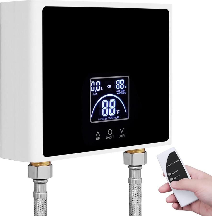 Doorstroomverwarmer Elektrisch Mini Waterkoker Direct Warm Water Snelle Verwarming 21 x 15 x 5.5 cm Zwart