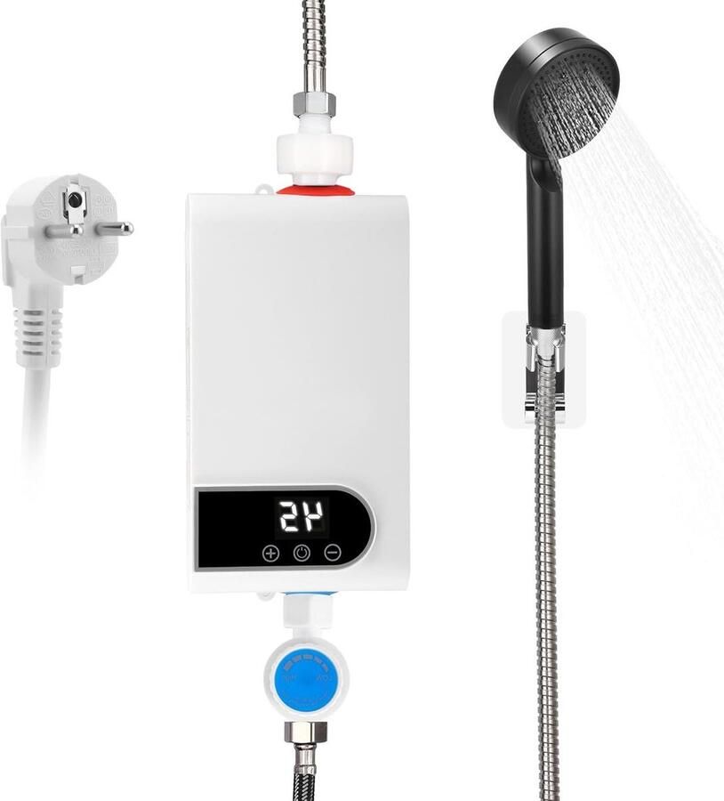 Doorstroomverwarmer Mini Waterkoker Direct Warm Water Digitaal LCD Display 5500 Watt Wit
