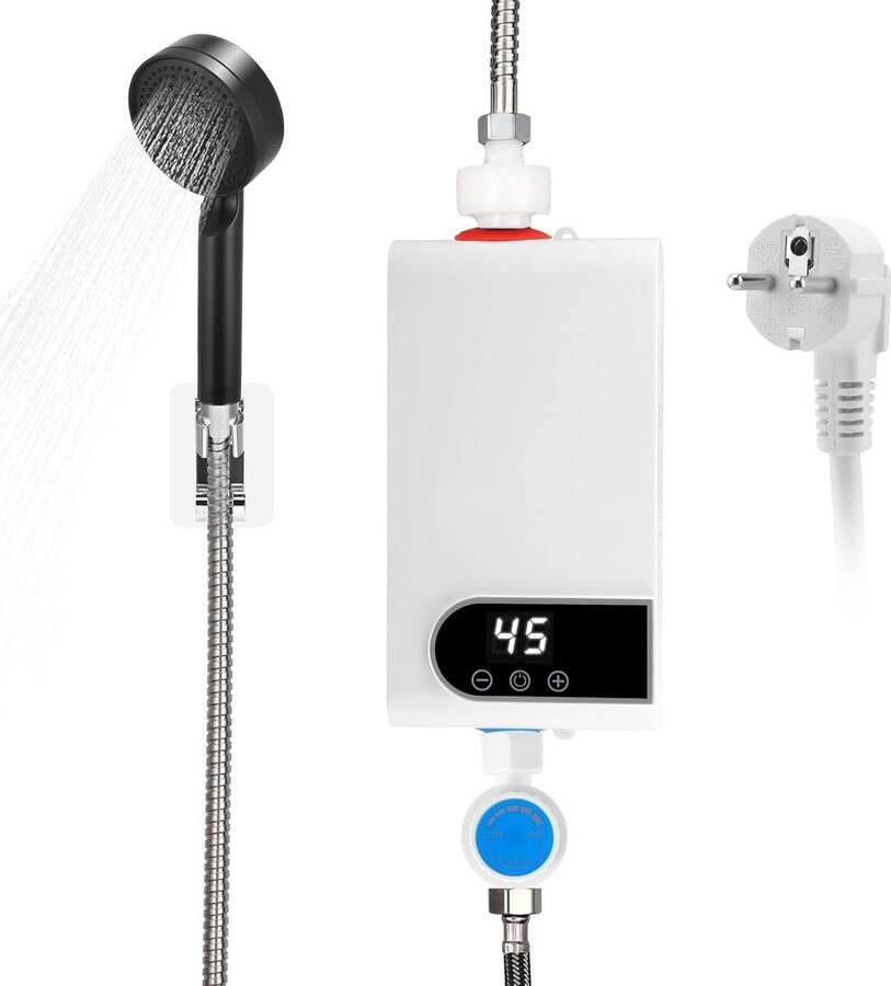 Doorstroomverwarmer Mini Waterkoker Direct Warm Water Digitaal LCD Display 5500 Watt Wit