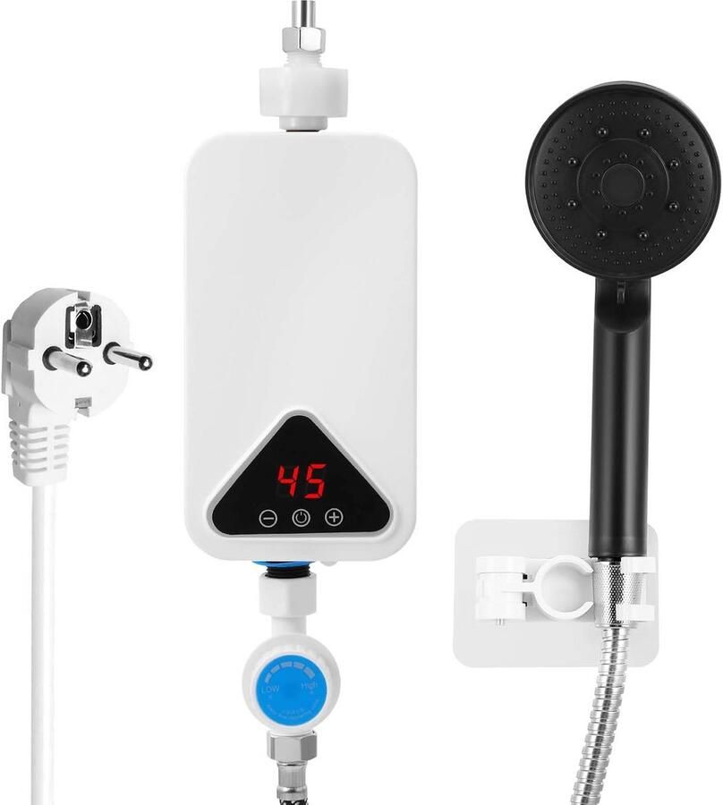 Doorstroomverwarmer Mini Waterkoker Direct Warm Water Intuïtief LCD Display 5500 Watt Zwart