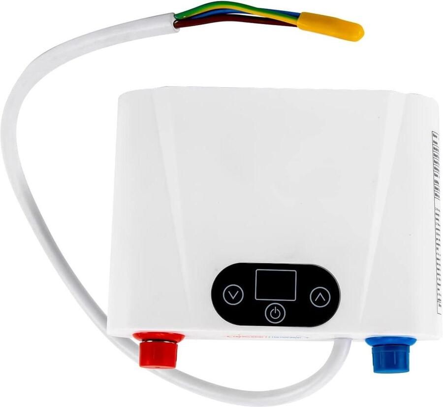 Doorstroomverwarmer Mini Waterkoker Direct Warm Water Traploos Instelbaar 21 x 16.7 cm Wit