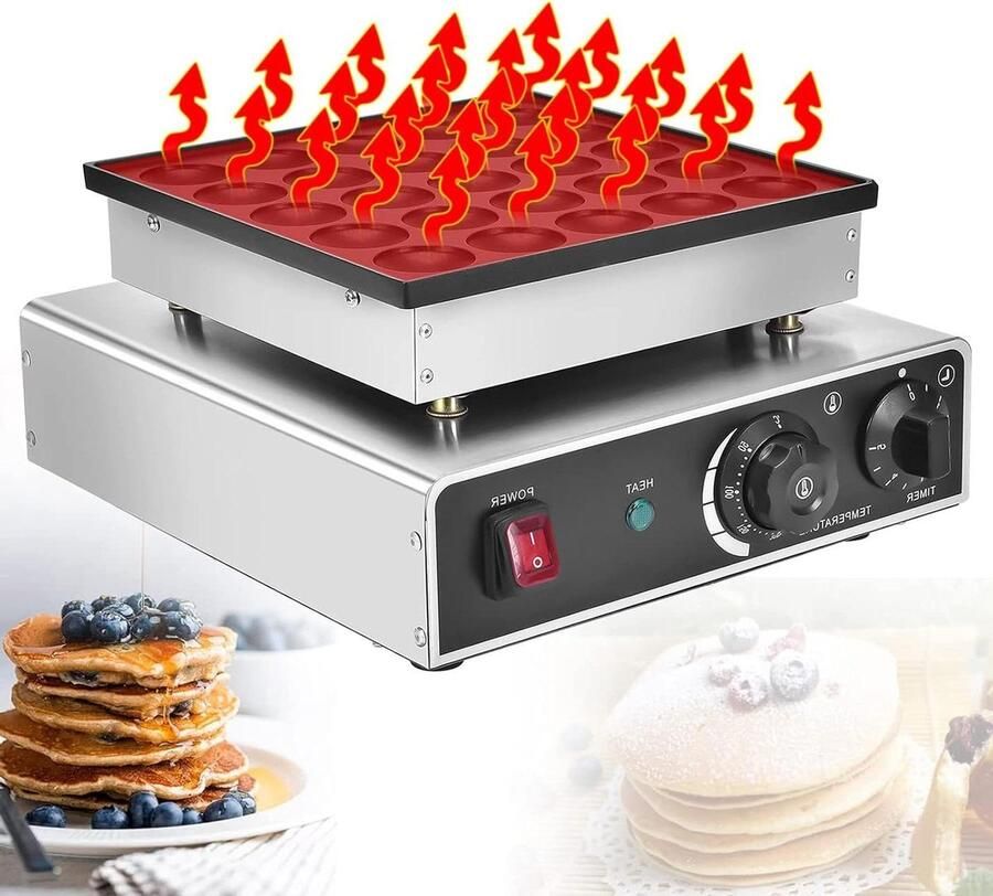 Dorayaki Maker Poffertjes Grill Snacks Maken 25 Gaten 45x45x11 mm Zilver