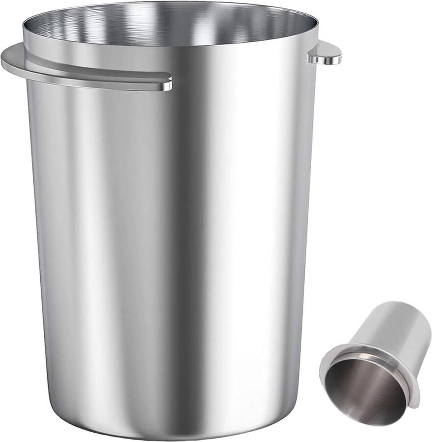 Doseerbeker Koffie Roestvrij Staal Espresso Bereiding Naadloze Poederverbinding 58 mm Diameter Zilver