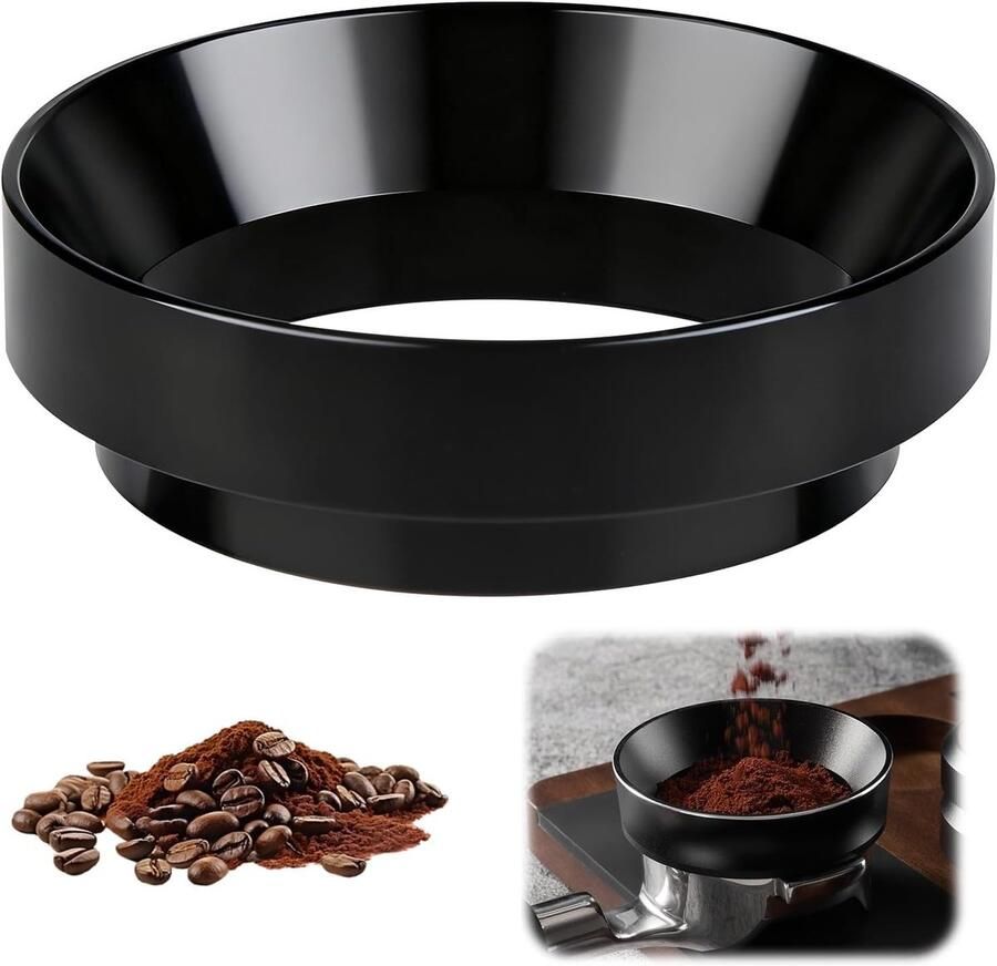 Dosing Ring 58 mm met Magneet Dosering Ring voor Espresso Stofdicht en Compatibel met 58 mm Porta Filter Barista Accessoires voor Koffiemaker Zwart Koffie Bereiden Koffie Accessoires Espresso Funnel