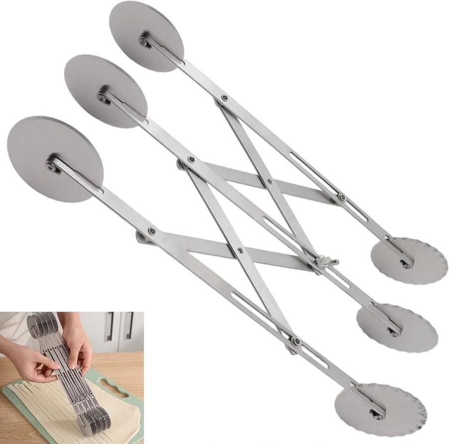 Dough cutter met 3 wielen dubbelzijdig ontwerp uitrekbare deegsnijder voor pizza fondant en bladerdeeg ideaal voor bakliefhebbers