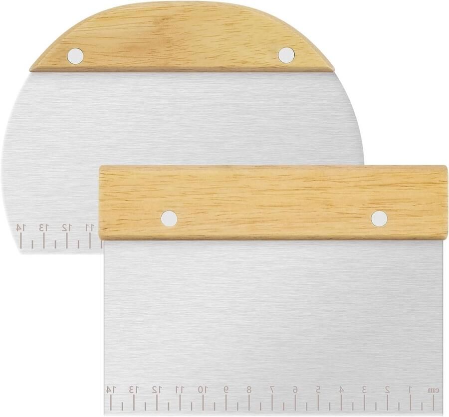 Dough Scraper Cutter Set van RVS en Plastic 2 Stuks Flexibele Deegschraper voor Pizza Gebak en Brood Bakken