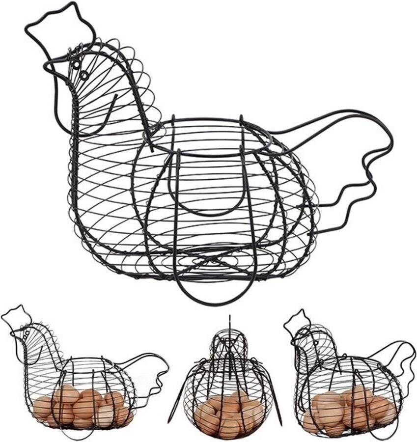 Draad Eier Mand Kippen Mand Eieren Verzamelen Rustiek Metalen Design 35 x 23 cm