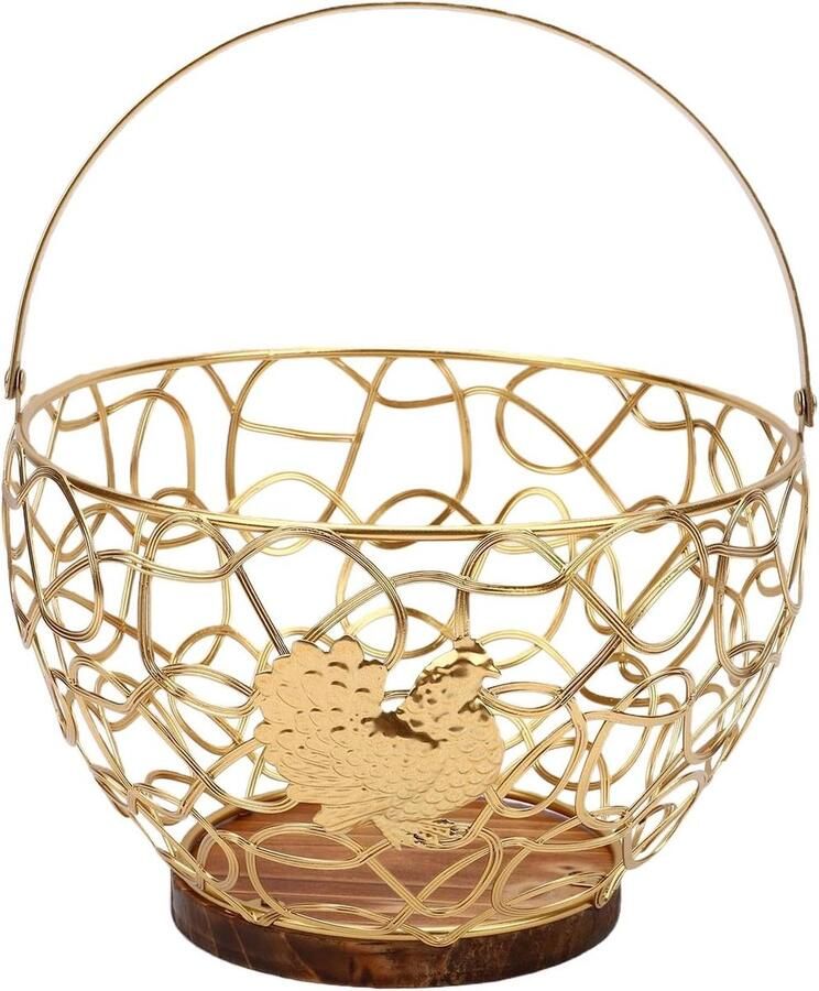 Metalen Draad Eiermand Rustieke Opslag Keuken Decoratie Charmante Haan Decoratie 21x21x15 cm Goud