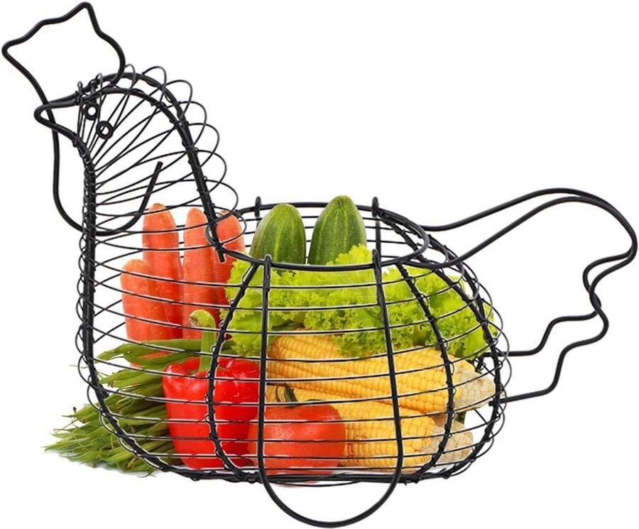 Draad Eiermand Kippenvorm Mand Keuken Opbergen Grote Capaciteit Zwart