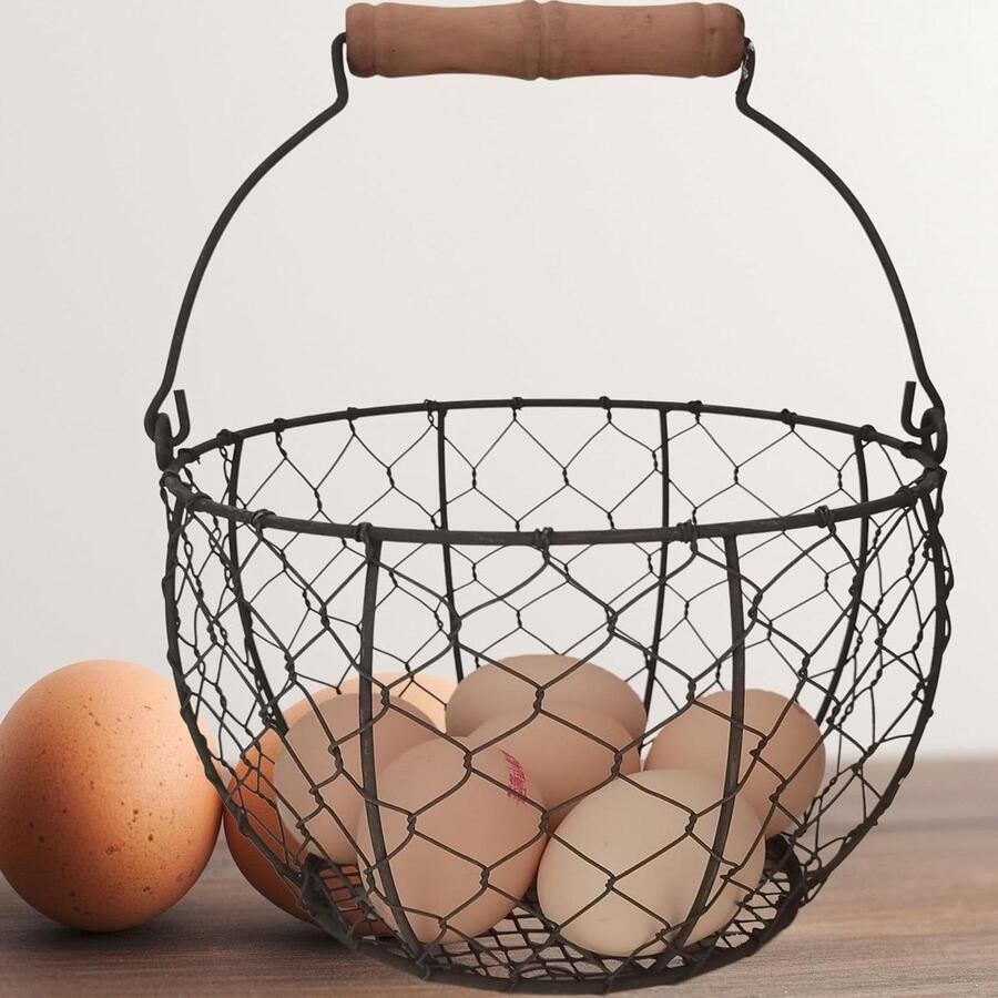 Draad Eiermand Opslag Houder Eieren Verzamelen Rustieke Stijl 19.7cm Hoog Roestig