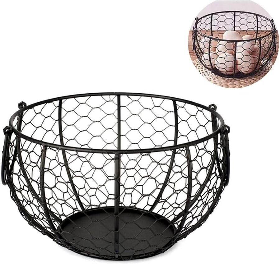 Draad Eieropbergmand Keuken Organizer Eieren Bewaren Grote Capaciteit 20 Cm Diameter Zwart