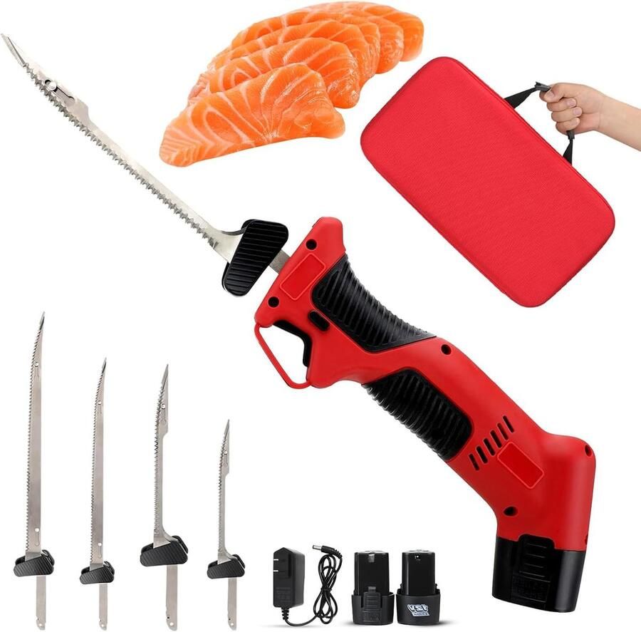 Draadloos elektrisch fileermes met verwisselbare messen en antisliphandgreep