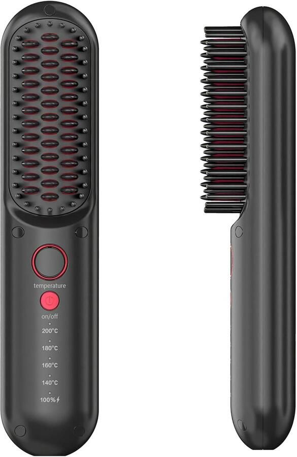 Draadloos Mini-Stijlborstel Snel Opwarmen Opladen 140-200 °C 4 Temperatuurinstellingen Draagbare Haarstijlborstel voor op Reis voor Glad Maken Van Fijn Haar