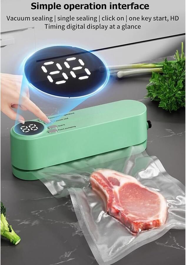 Mini draadloze vacuümsealer Oplaadbare 3-in-1 draagbare vacuümsealer Handheld vacuümsealer 60 kPa zuigkracht externe pomp opblaasmodus Ideaal voor kamperen reizen en het bewaren van verse levensmiddelen 18stuk