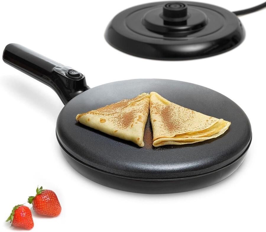 Draadloze Crêpe Maker Pannenkoekenmachine Elektrisch Ontbijt Bereiden Automatische Uitschakeling 203 cm Zwart